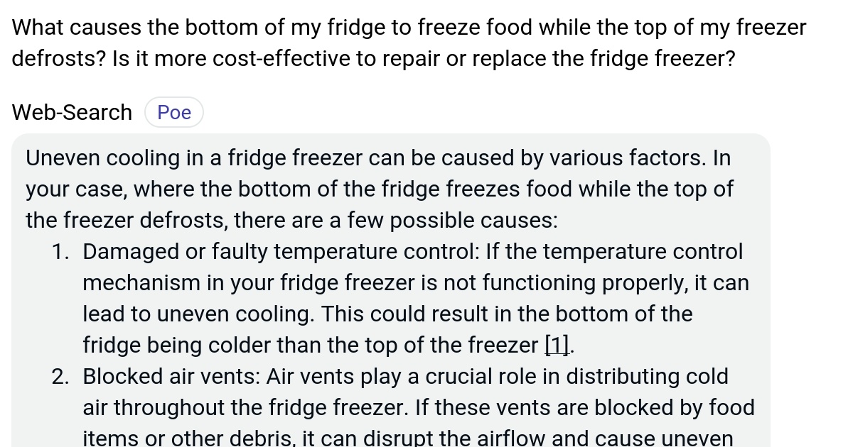 What causes the bottom of my fridge to freeze food while the top of my