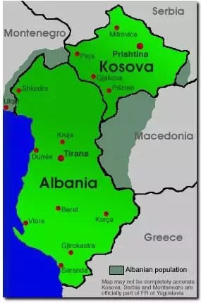 Map Of Albania And Kosovo