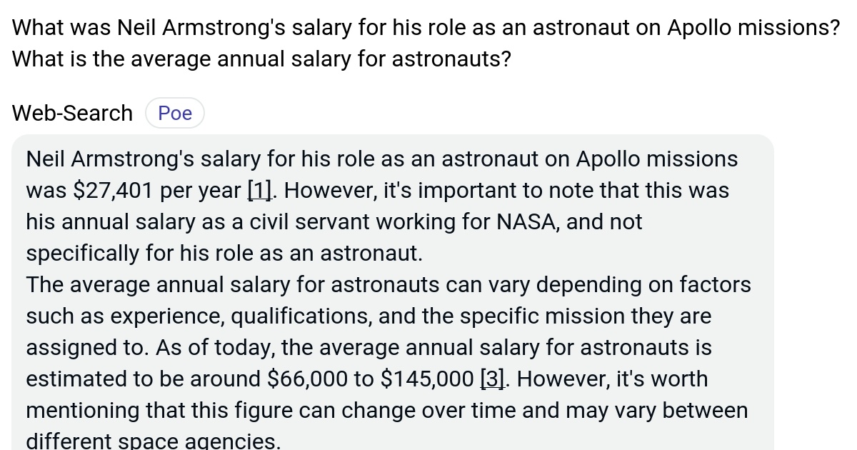 What was Neil Armstrong's salary for his role as an astronaut on Apollo
