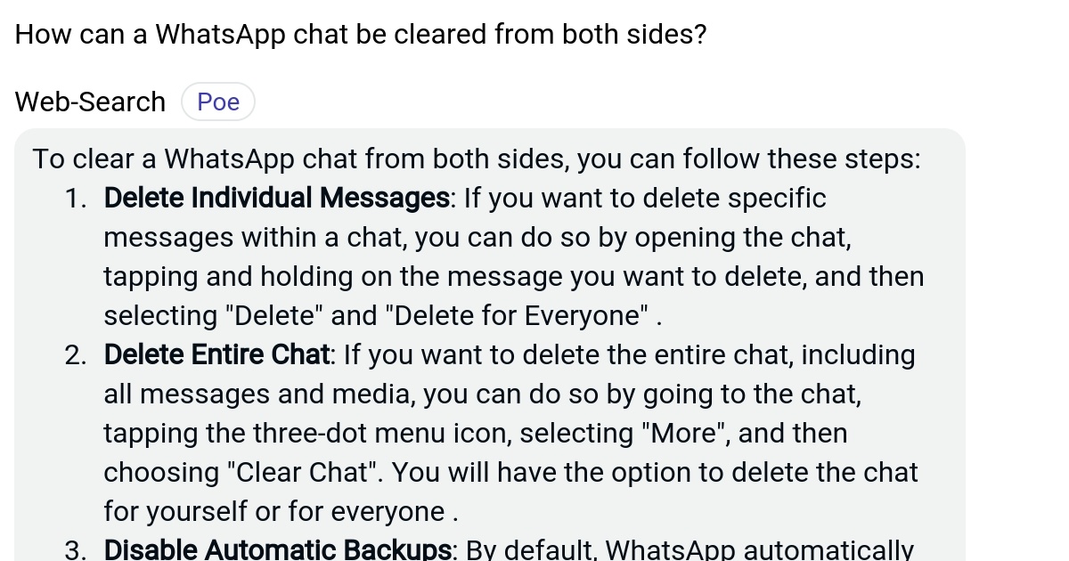 How can a WhatsApp chat be cleared from both sides? Poe