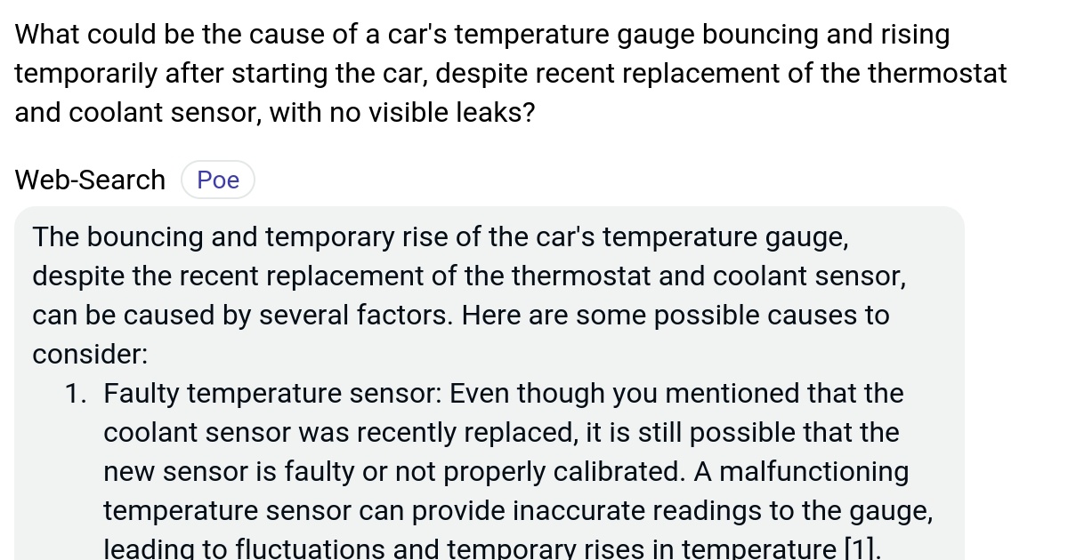 What could be the cause of a car's temperature gauge bouncing and rising temporarily after