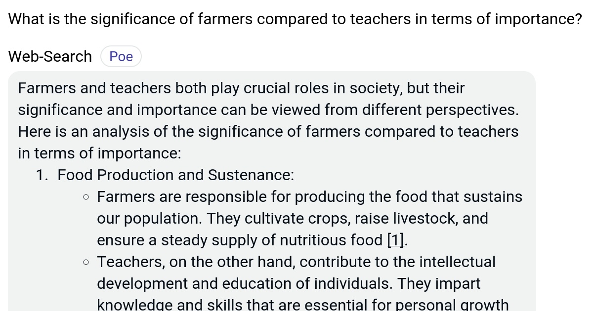 What is the significance of farmers compared to teachers in terms of