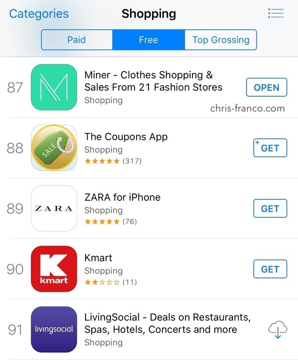 How many downloads does it take to reach the top 100 charts in the app