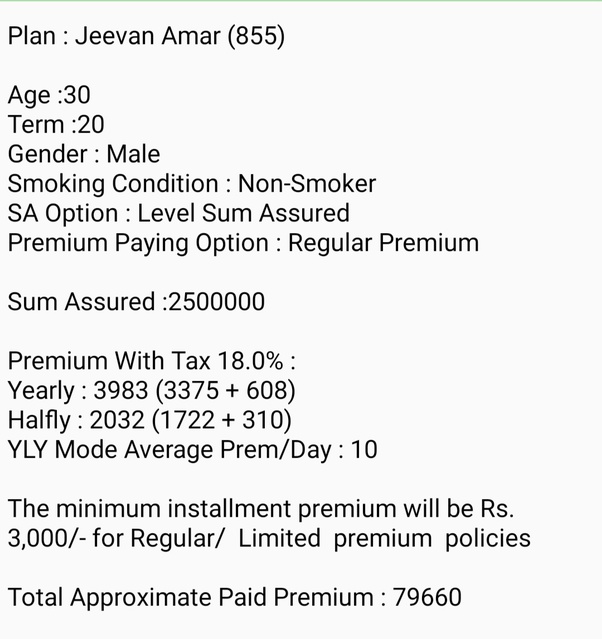 What are the features and eligibility criteria for LIC's 'Jeevan Amar' term insurance plan? Is