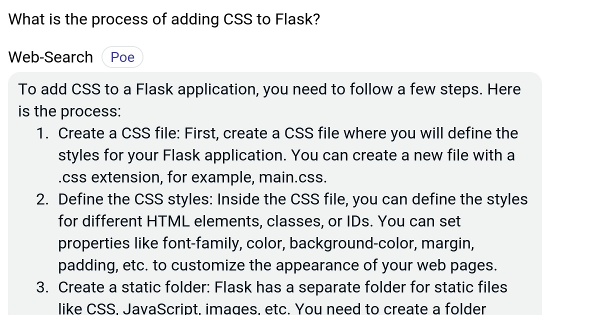 What is the process of adding CSS to Flask? Poe