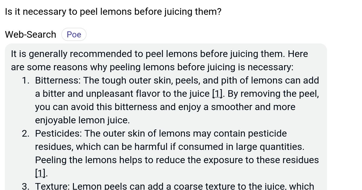 Is it necessary to peel lemons before juicing them? Poe
