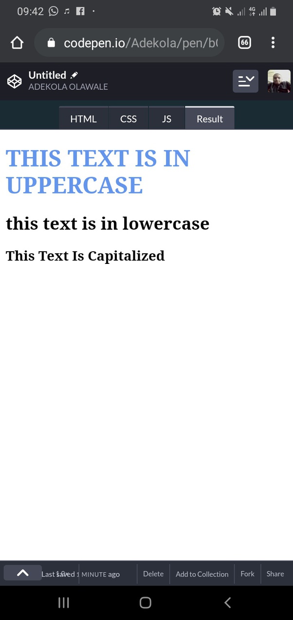 How is text formatting done through CSS with an appropriate example