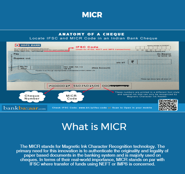 What is the use of MICR code? Quora
