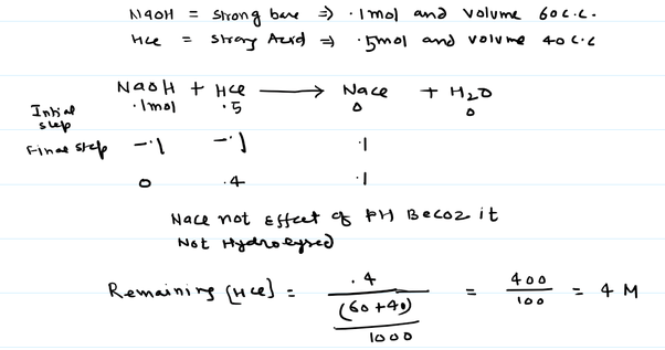 What is the pH obtained by mixing 60cm cubic of NaOH solution