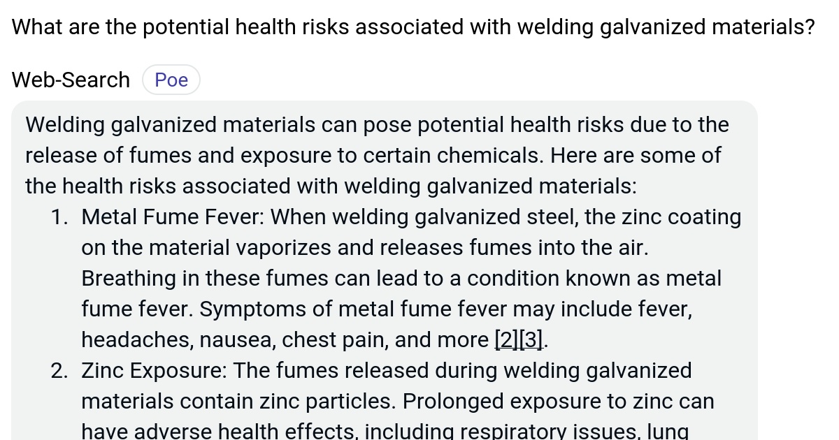What are the potential health risks associated with welding galvanized