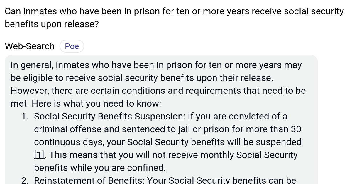 Can inmates who have been in prison for ten or more years receive