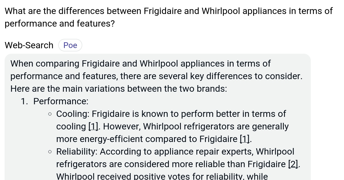 What are the differences between Frigidaire and Whirlpool appliances in