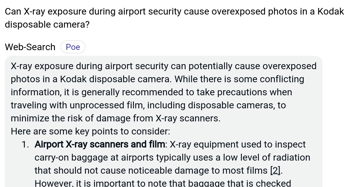 Can Xray exposure during airport security cause overexposed photos in
