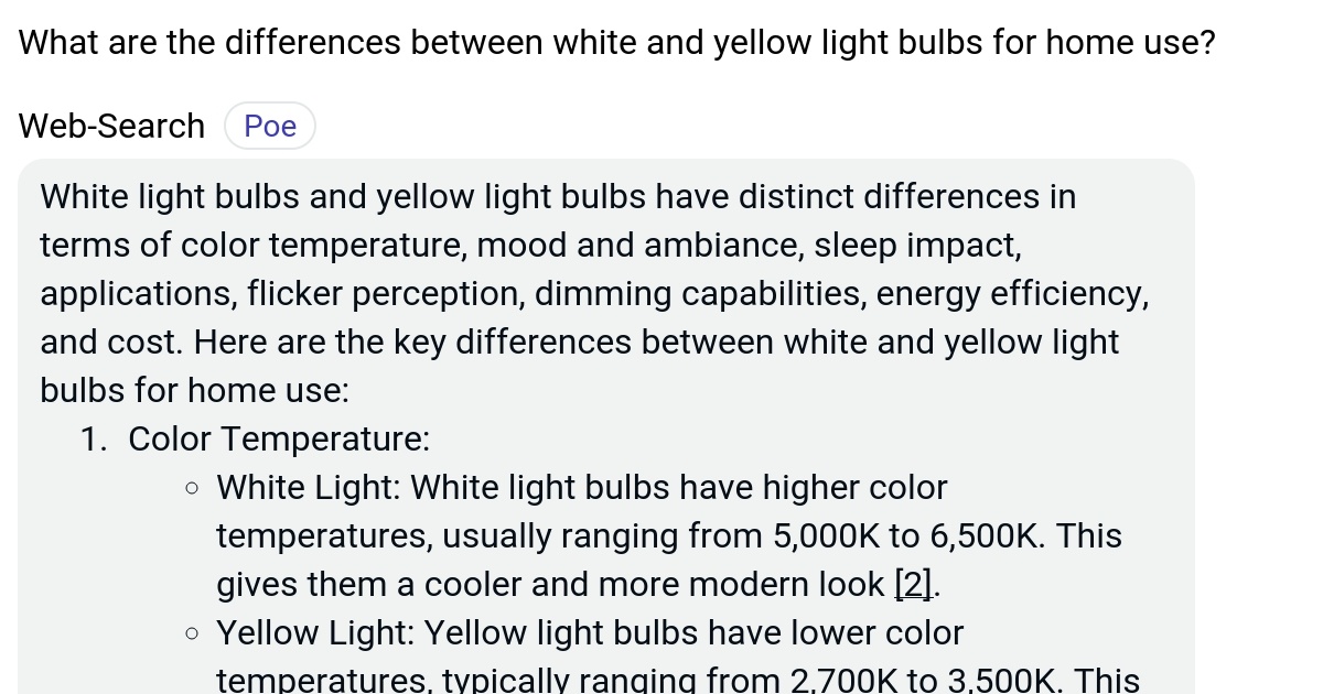 What are the differences between white and yellow light bulbs for home
