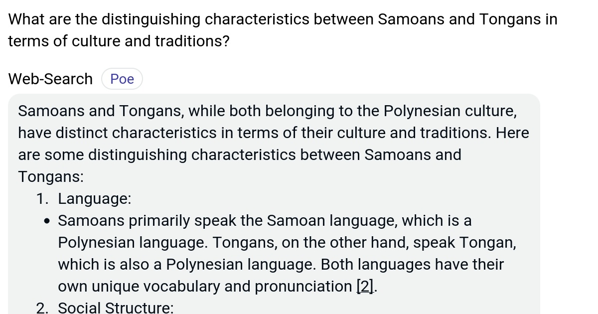 What are the distinguishing characteristics between Samoans and Tongans