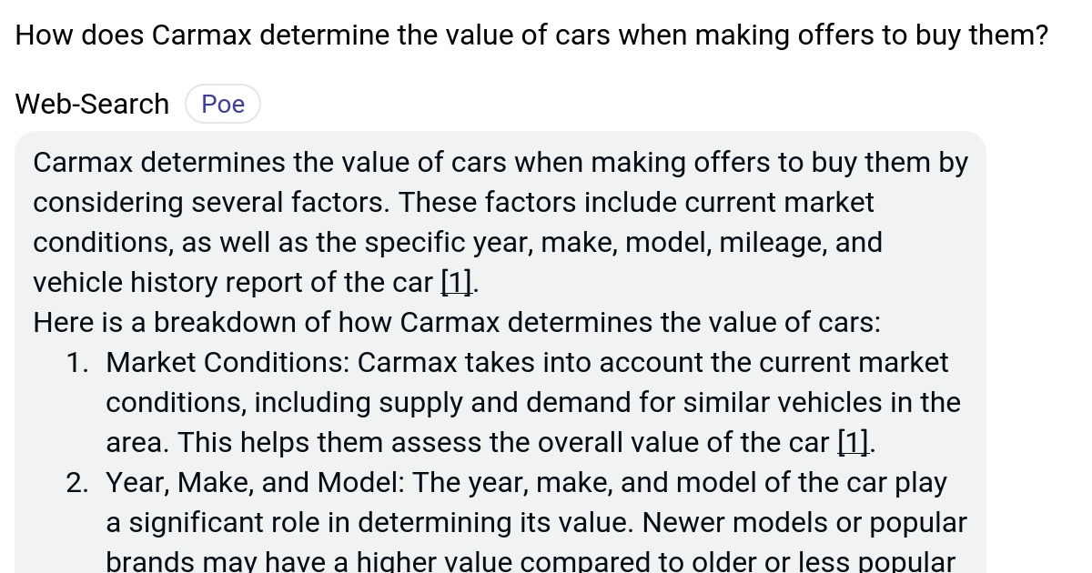 How does Carmax determine the value of cars when making offers to buy