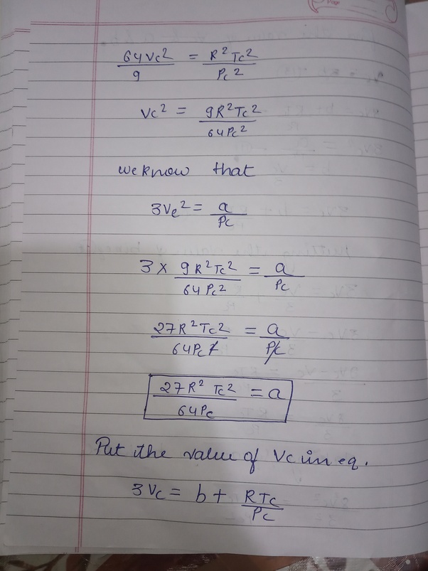 How I find the a and b constant in the Van der Waals equation? Quora