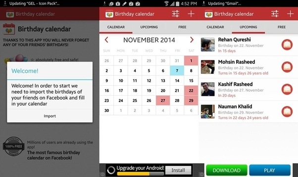 How to get birthday reminders on my Android for my Facebook contacts