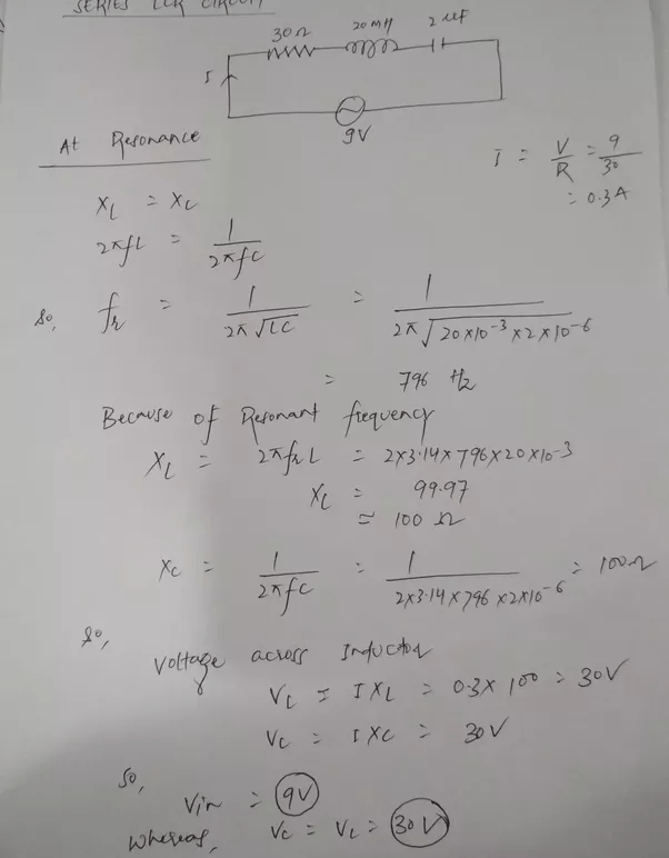 In a series LCR circuit, the voltage across the inductor