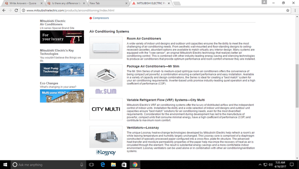 Is there any difference between the air conditioners of Mitsubishi