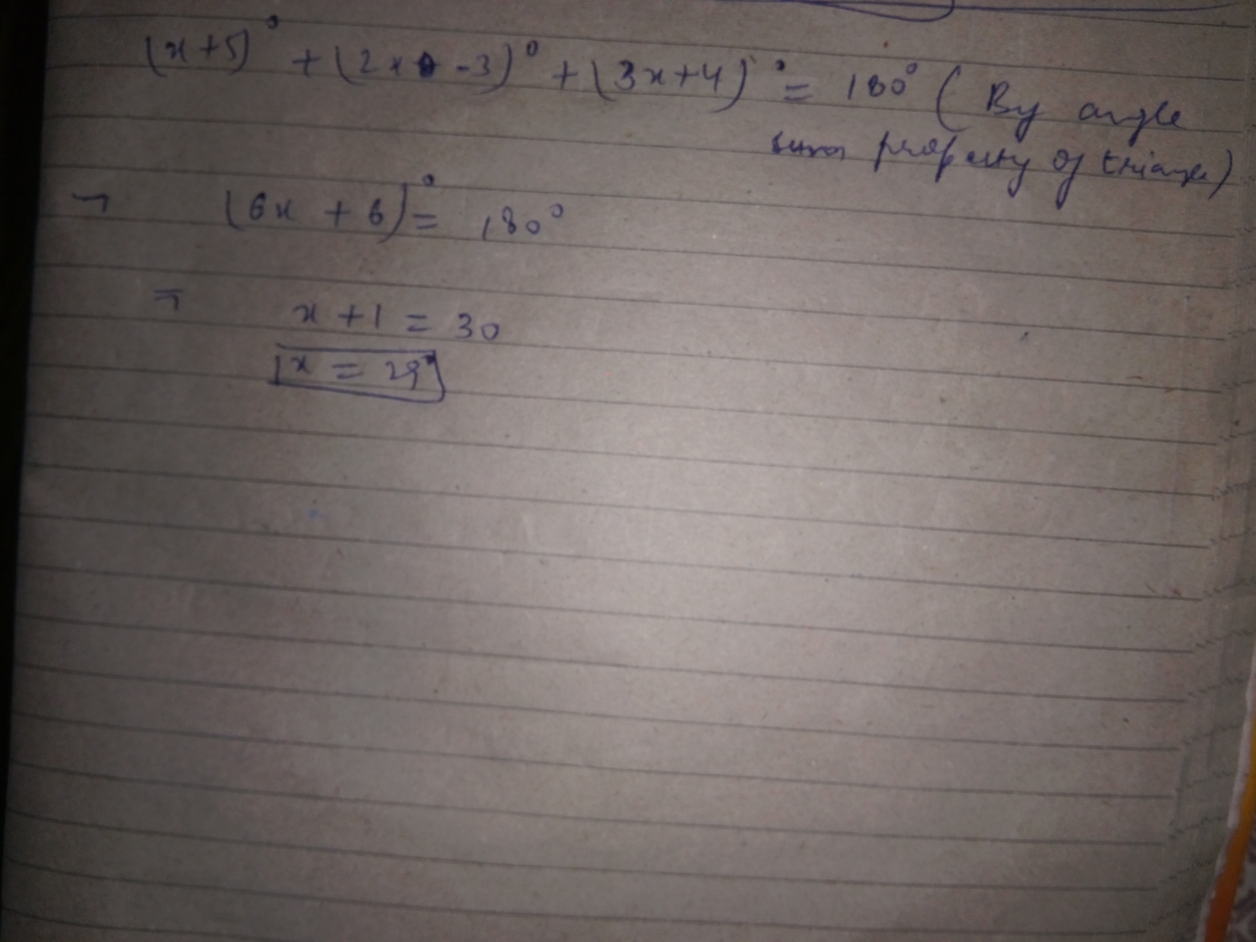 Sudut-sudut suatu segitiga adalah (x + 5) °, (2x – 3) ° dan (3x + 4) °. Apa  nilai x? - Quora