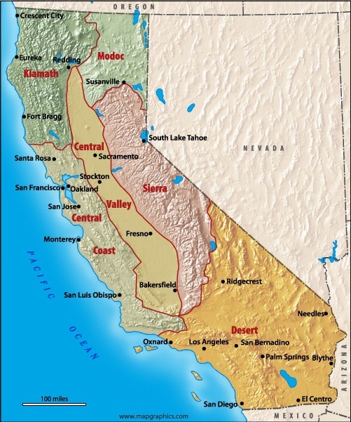 California Map North And South Is California divided into a northern California and a southern
