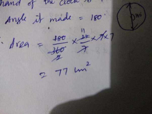 The length of the minute hand on a wall clock is 7 cm. What is the area