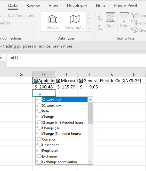 How to add stock quotes in Excel 2016 Quora