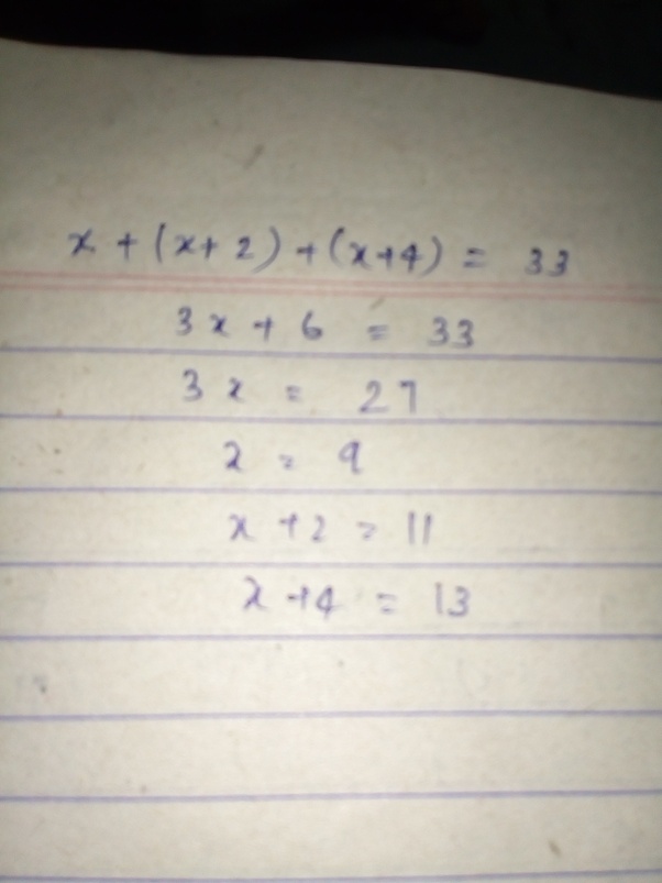 The sum of three consecutive odd numbers is 33. What is the smallest of
