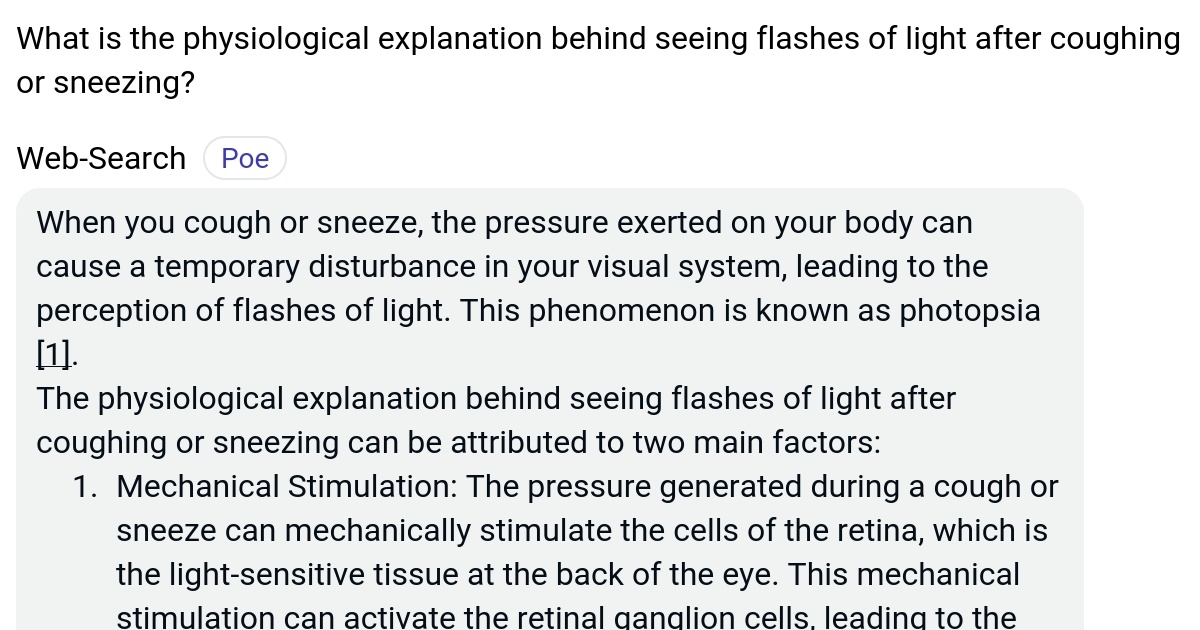What is the physiological explanation behind seeing flashes of light
