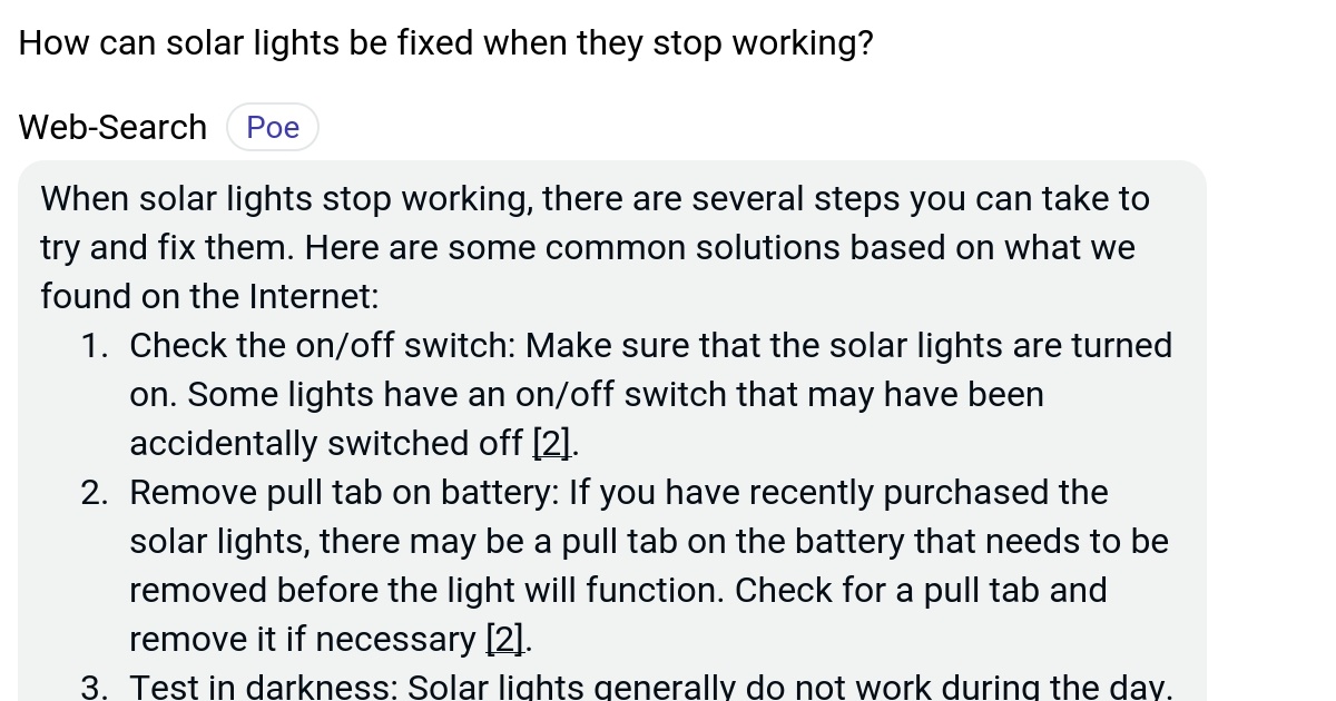 How can solar lights be fixed when they stop working? Poe