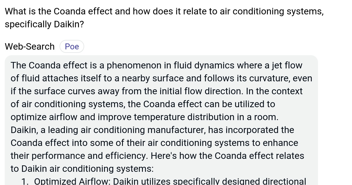 What is the Coanda effect and how does it relate to air conditioning