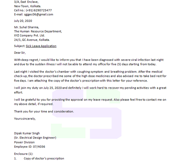 Sick Day Letter To Boss Collection Letter Templates