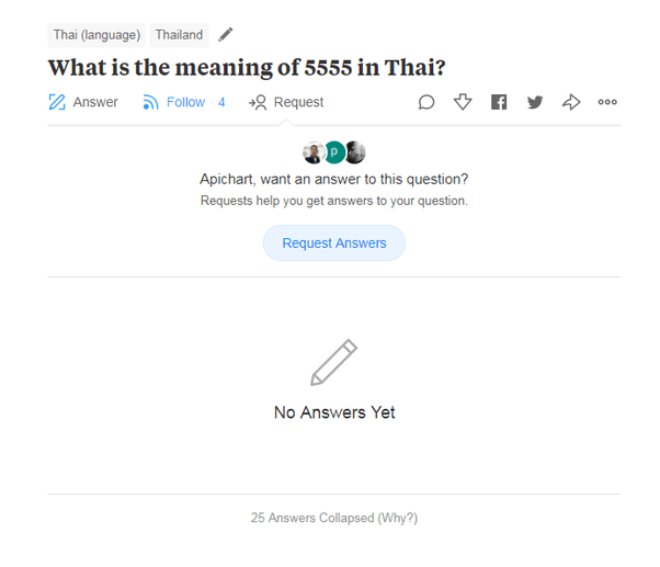 What is the meaning of 5555 in Thai? Quora