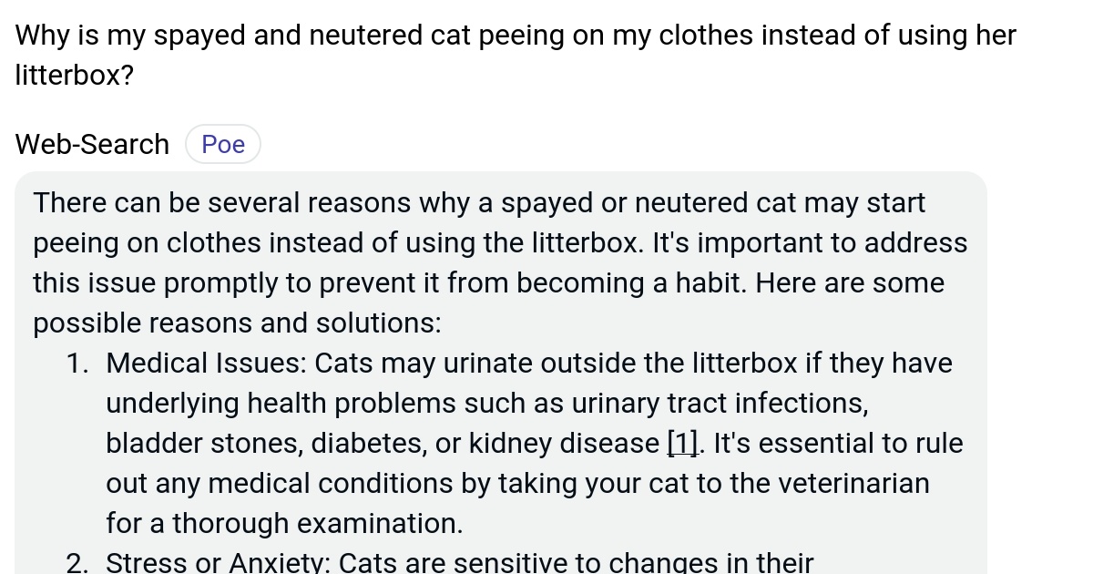 Why is my spayed and neutered cat peeing on my clothes instead of using