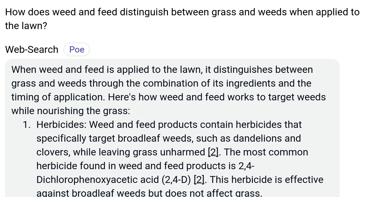 How does weed and feed distinguish between grass and weeds when applied