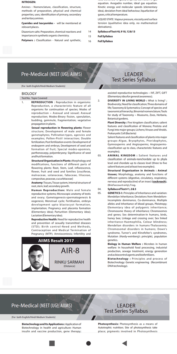 Do you have the timetable of the ALLEN test series syllabus? Quora