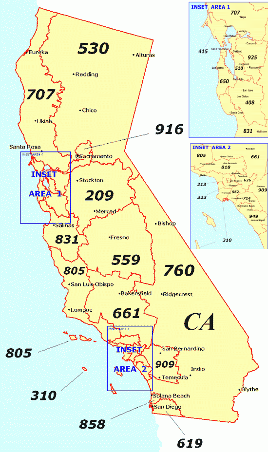 Area Codes For California Map What area codes are from California? Quora