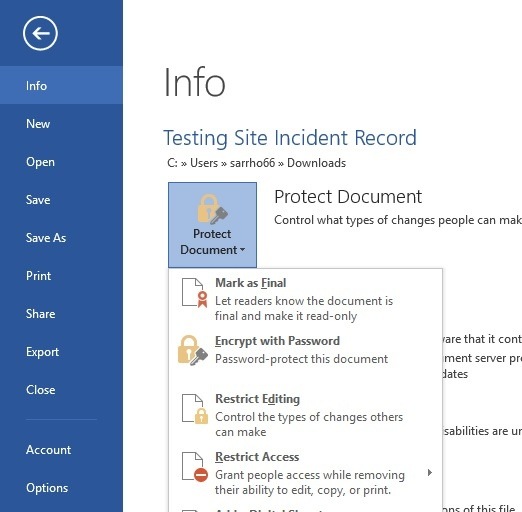 How to create a word doc which restricts editing, copying, and printing