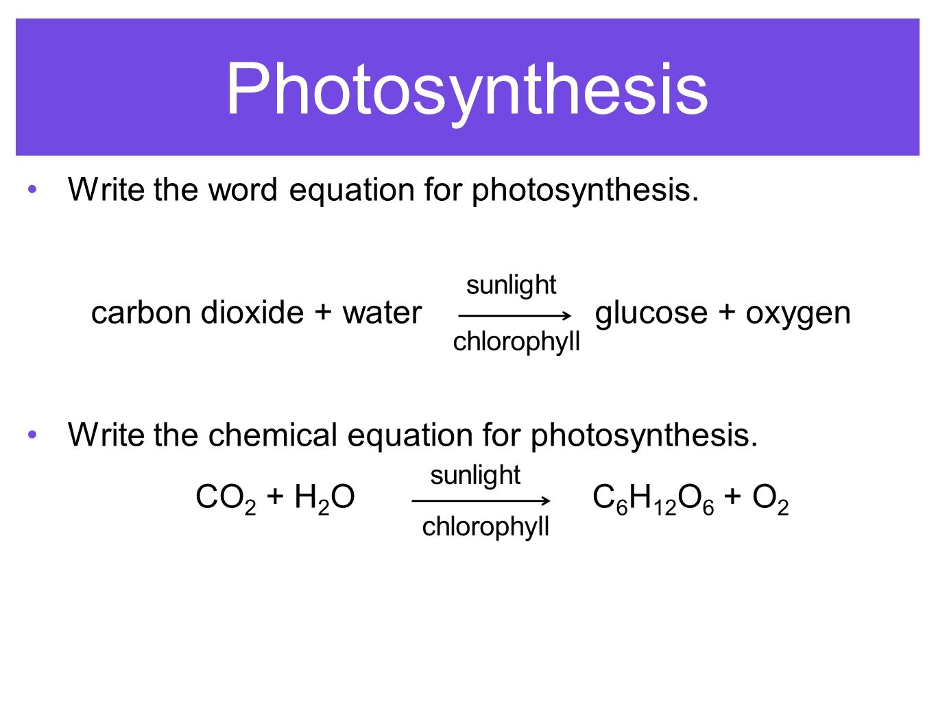 Photosynthesis Equation Cyber