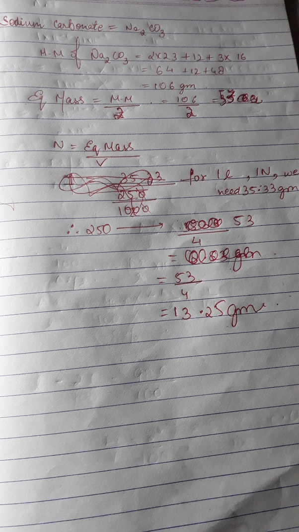 How much mass of sodium carbonate is required to prepare a 250 ml of 1