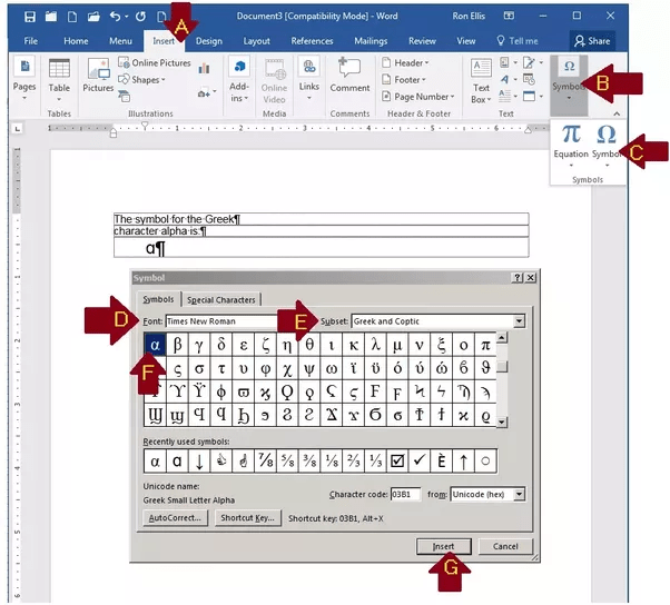 How Do You Insert Angle Symbol In Word 2010 For Mac?