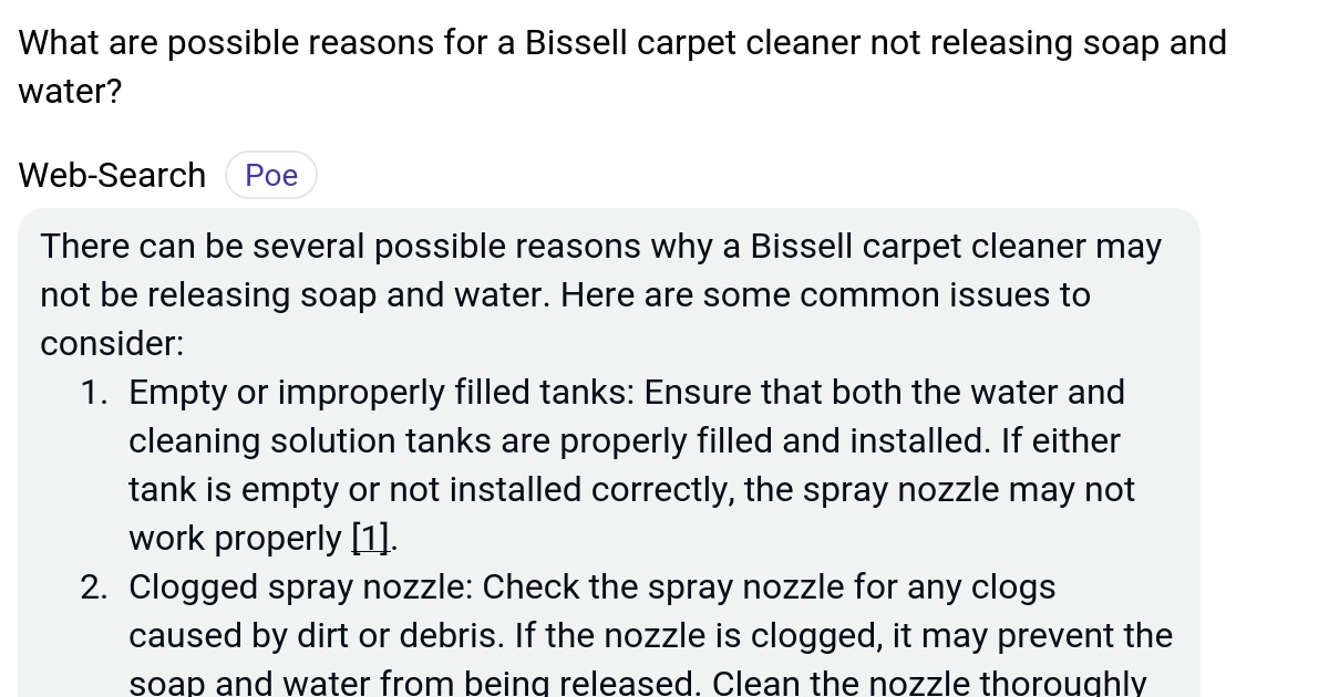 What are possible reasons for a Bissell carpet cleaner not releasing