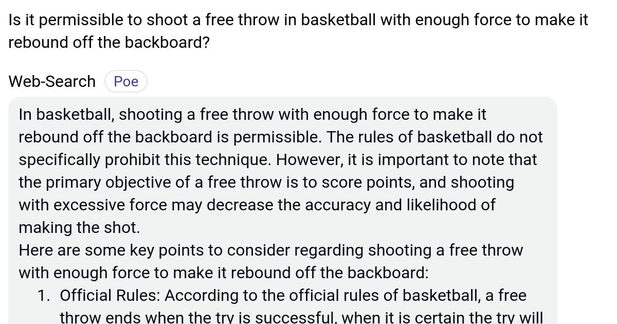 Is it permissible to shoot a free throw in basketball with enough force