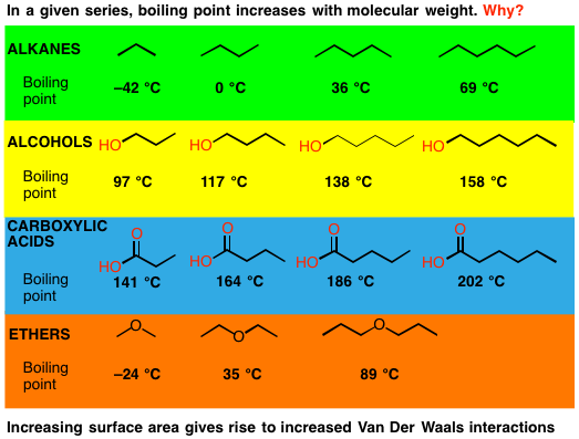 Why does the boiling point of a homologous series increase as molecular