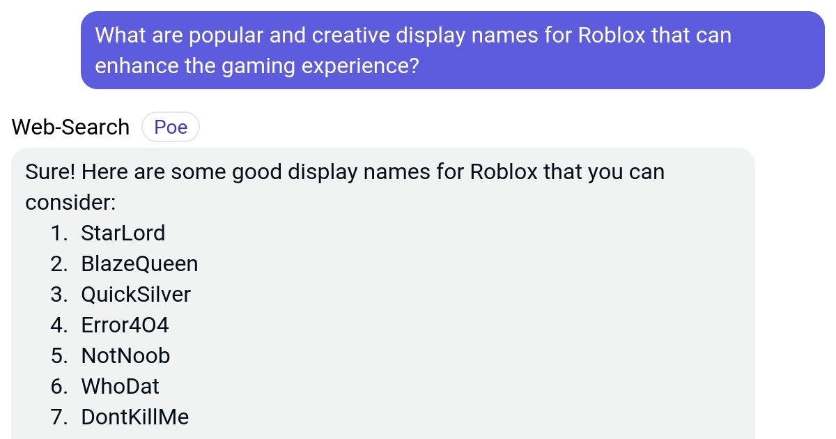What are popular and creative display names for Roblox that can enhance