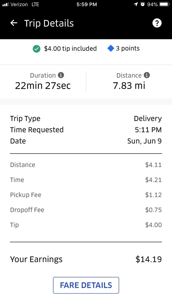 Does UberEats pay you for the time and the miles before the order