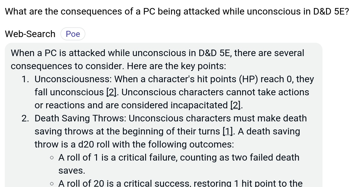 What are the consequences of a PC being attacked while unconscious in D