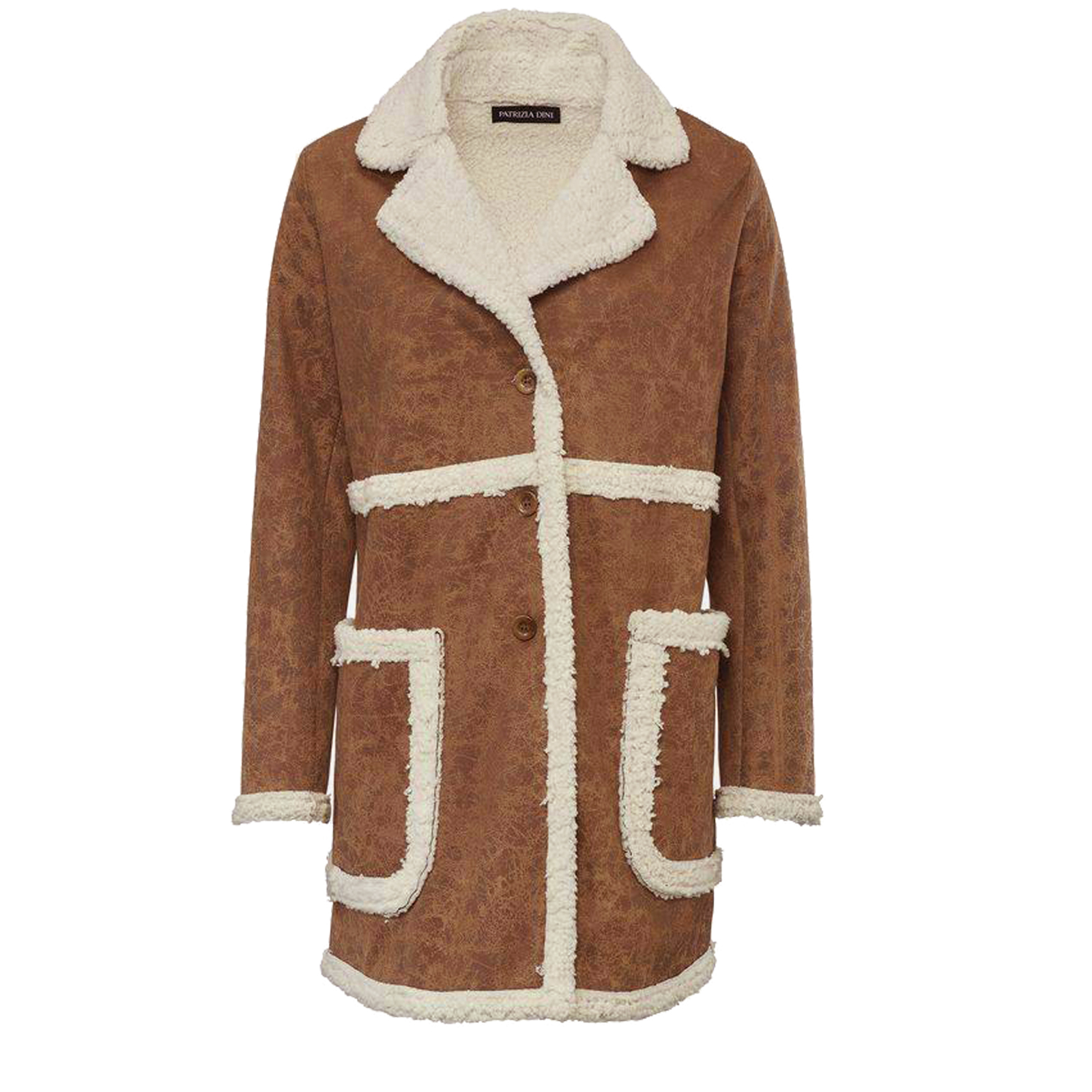 WARM Wintermantel MANTEL LammfellImitat Gr.40 L Kunstpelz braun weiß Jacke eBay
