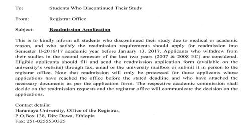 Application for Readmission in College as a Student QS Study